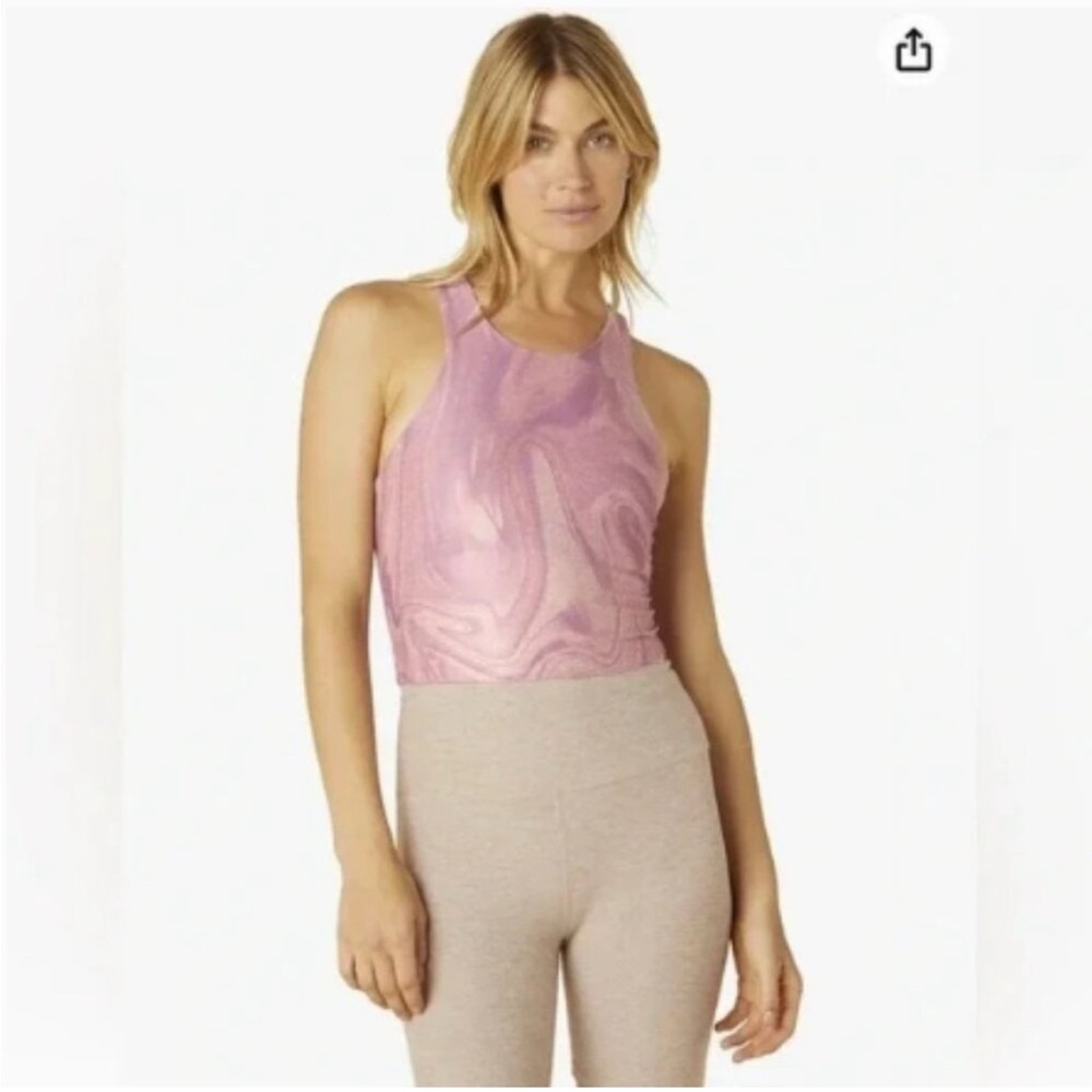 Beyond Yoga Pink Crop Sleeveless Tank Top workout top